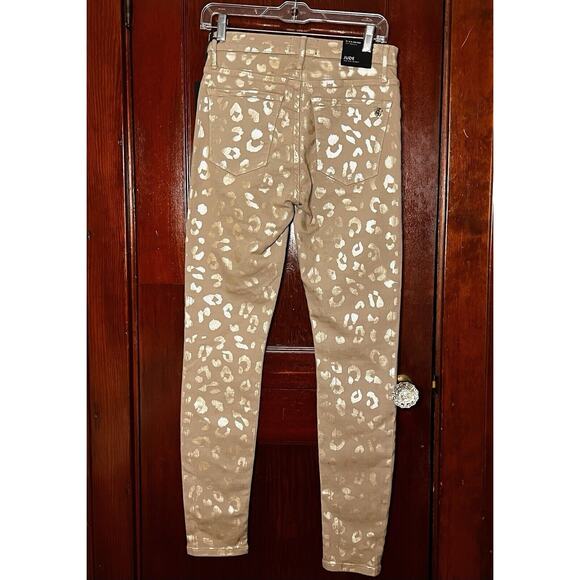 NWT $260 JUDE SKINNY JEANS BLACK ORCHID LOS ANGELES ANIMAL PRINT TAN & GOLD 28 - Picture 4 of 6